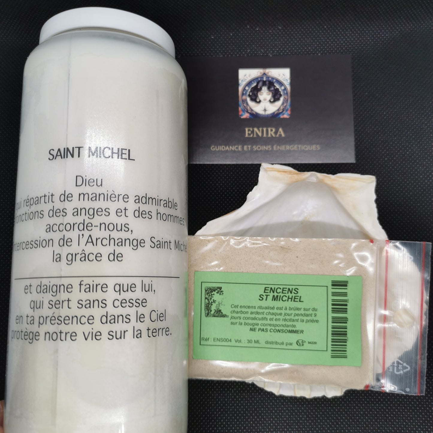 Pack Spirituel – Bougie de 9 Jours Saint Michel + Encens en Grains Saint Michel 20 g – Protection & Force Divine