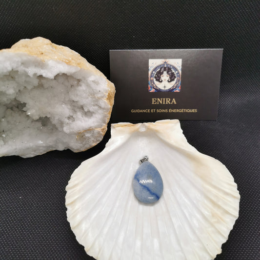 Pendentif Aventurine Bleue Larme 3 cm avec Cordon – Apaisement & Communication