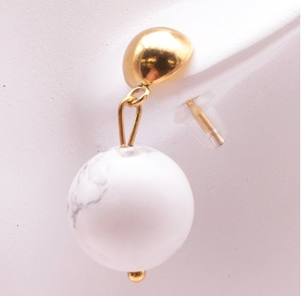 Boucles d’Oreilles en Howlite 12mm