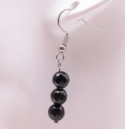Boucles d’Oreilles en Obsidienne Noire 6mm