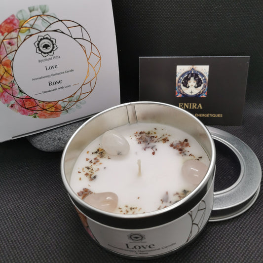 Bougie ’Amour’ Quartz rose + Rose