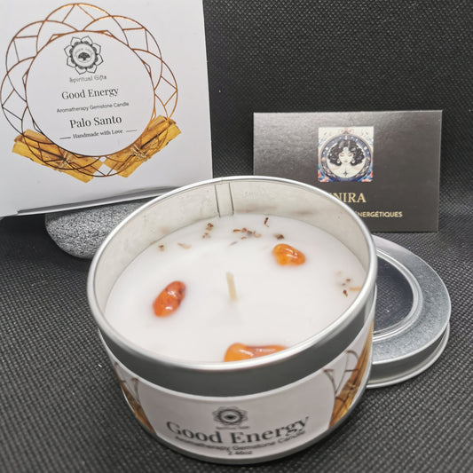 Bougie ’Énergie Positive’ Cornaline + Palo Santo