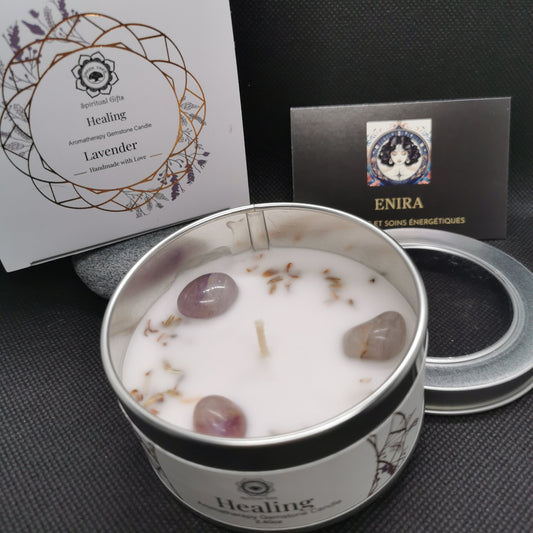 Bougie ’Guérison’ Améthyste + Lavande