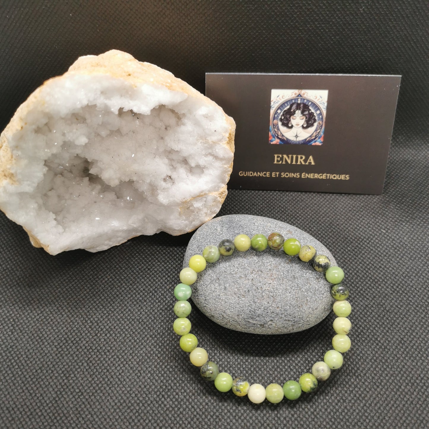 Bracelet Chrysoprase Citron ’Passion Créativité et Problèmes de Peau’