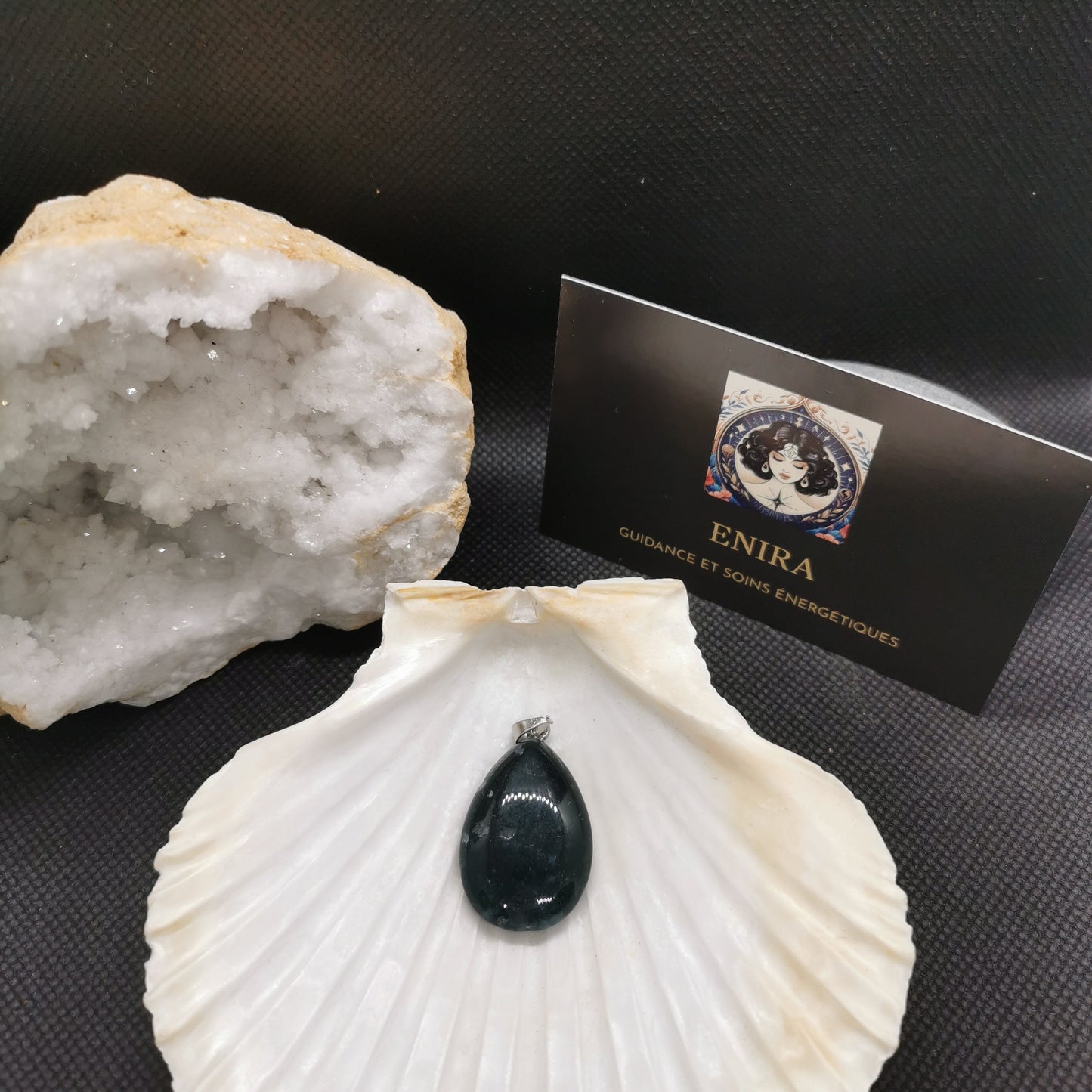 Pendentif larme Agate Mousse 3cm