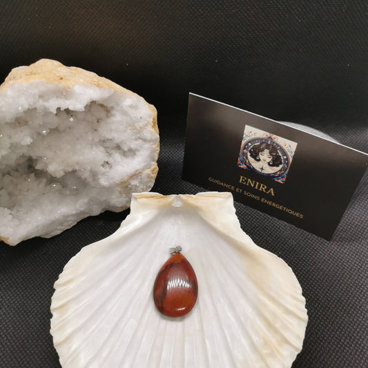 Pendentif larme Jaspe Rouge 3cm