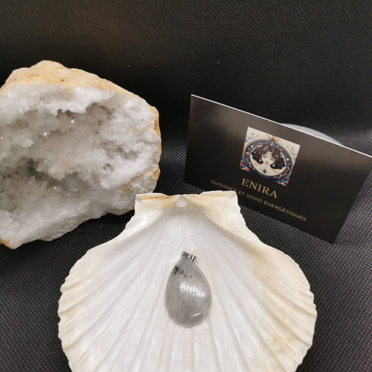 Pendentif larme Labradorite Blanche ou Péristérite 3cm