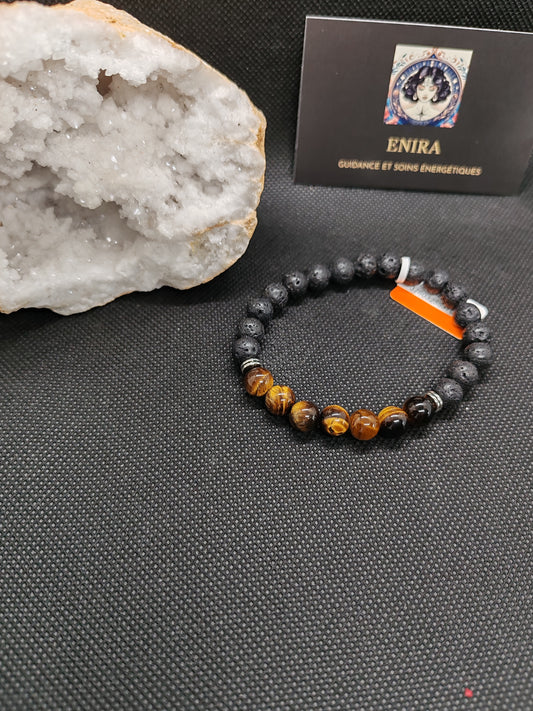 Bracelet Homme Pierre de Lave & Oeil de Tigre 8mm