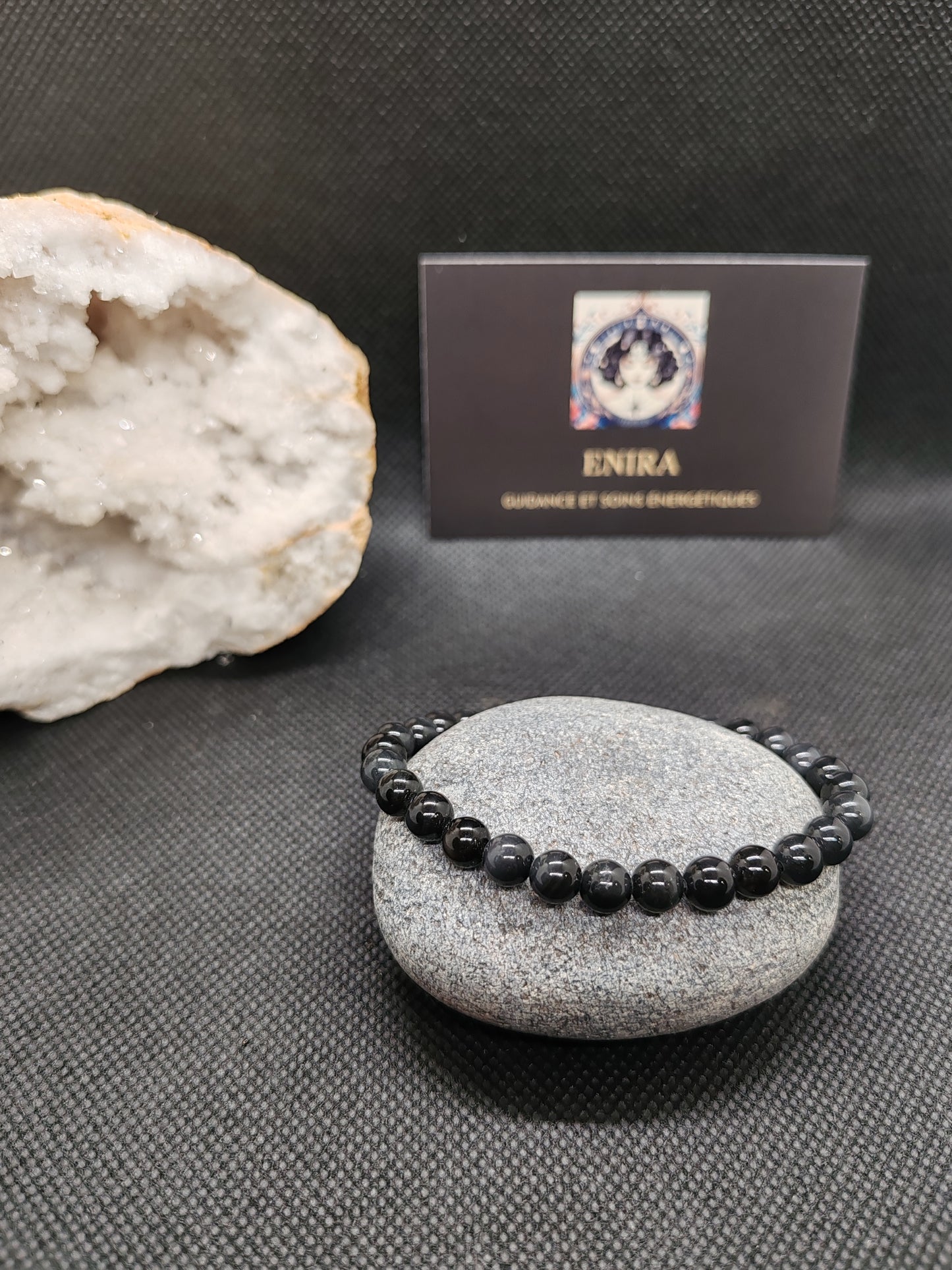 Bracelet Obsidienne Noire Dorée "Puissance et Protection"