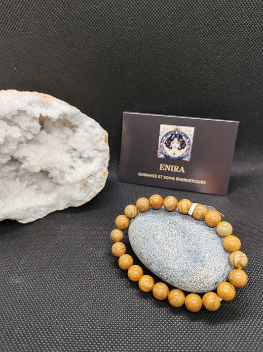 Bracelet Bois Fossile Naturel – Perles 6 mm – Ancrage & Stabilité – Énergie Ancienne