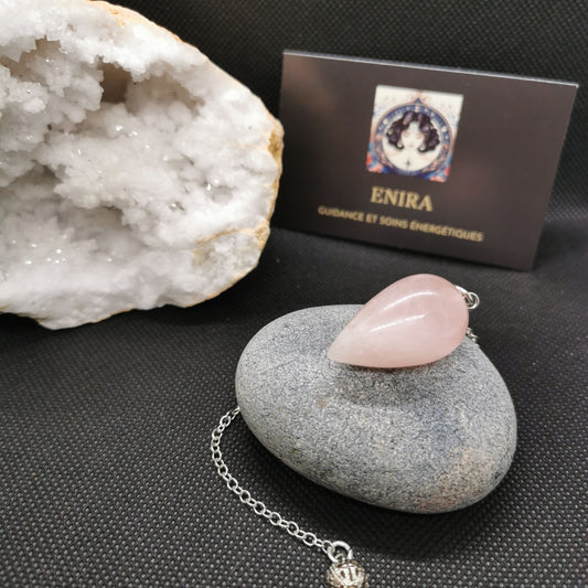 Pendule Goutte Quartz Rose