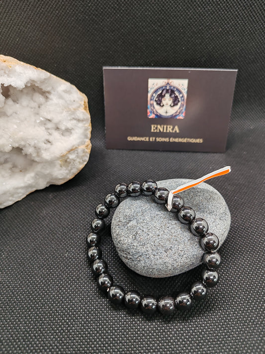 Bracelet Hématite Naturelle – Perles 6 mm – Ancrage & Protection Énergétique