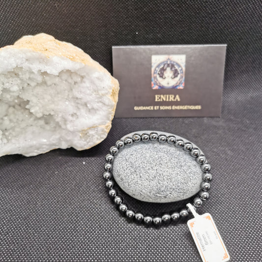 Bracelet Hématite Naturelle – Perles 6 mm – Ancrage & Protection Énergétique