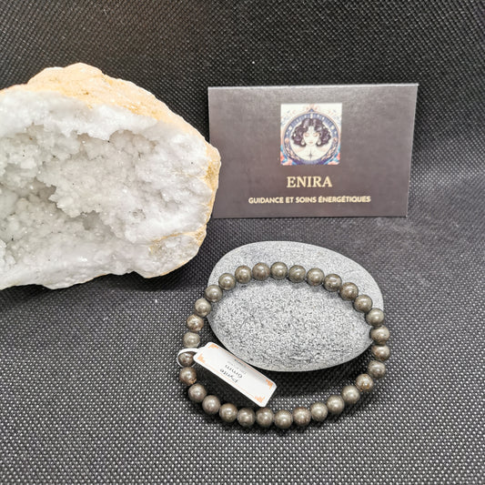 Bracelet Pyrite Naturelle – Perles 6 mm – Protection & Abondance Énergétique