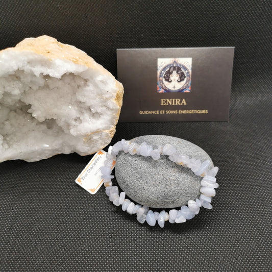 Bracelet Baroque Calcédoine Bleue Naturelle – Apaisement & Communication