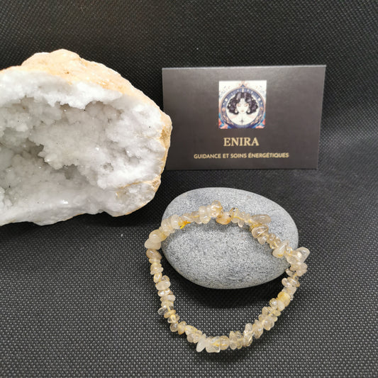 Bracelet Baroque Quartz Rutile Naturel – Pierre de Clarté, Énergie et Manifestation