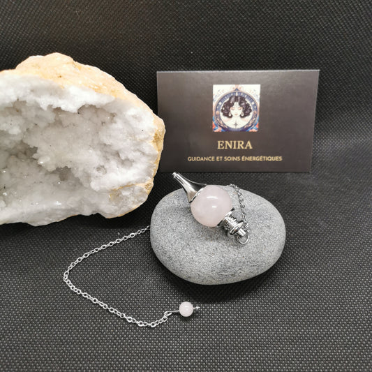 Pendule Quartz Rose Sphère 4 cm – Amour & Équilibre Émotionnel
