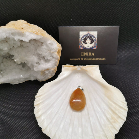 Pendentif Aventurine Orange Larme 3 cm avec Cordon – Vitalité & Joie de Vivre