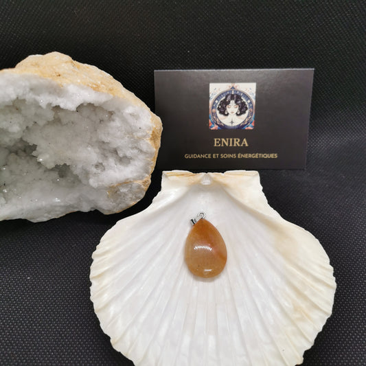 Pendentif Aventurine Orange Larme 3 cm avec Cordon – Vitalité & Joie de Vivre
