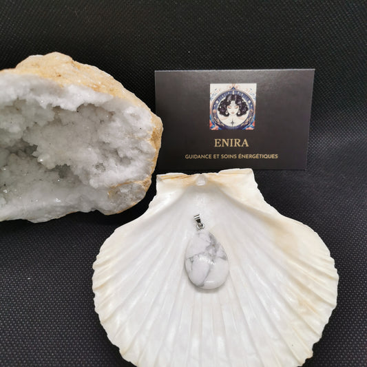 Pendentif Howlite Larme 3 cm avec Cordon – Sérénité & Détente Émotionnelle