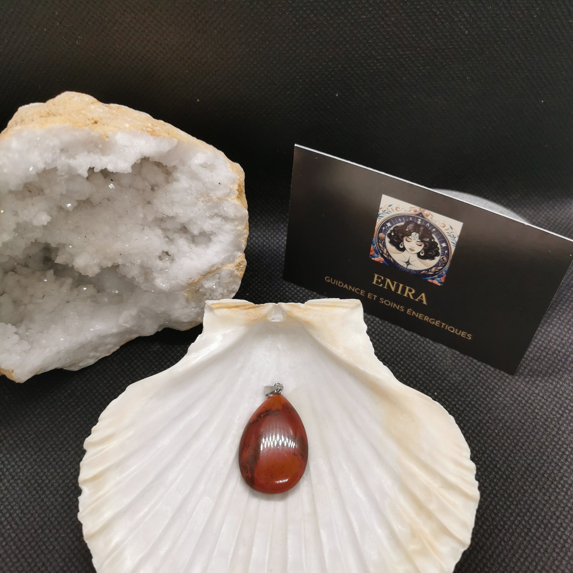 Pendentif larme Jaspe Rouge 3cm