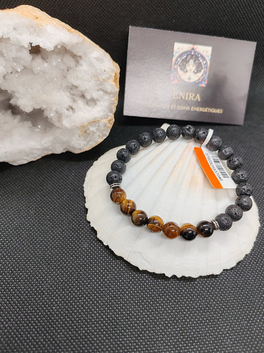 Bracelet Homme Pierre de Lave & Oeil de Tigre 8mm