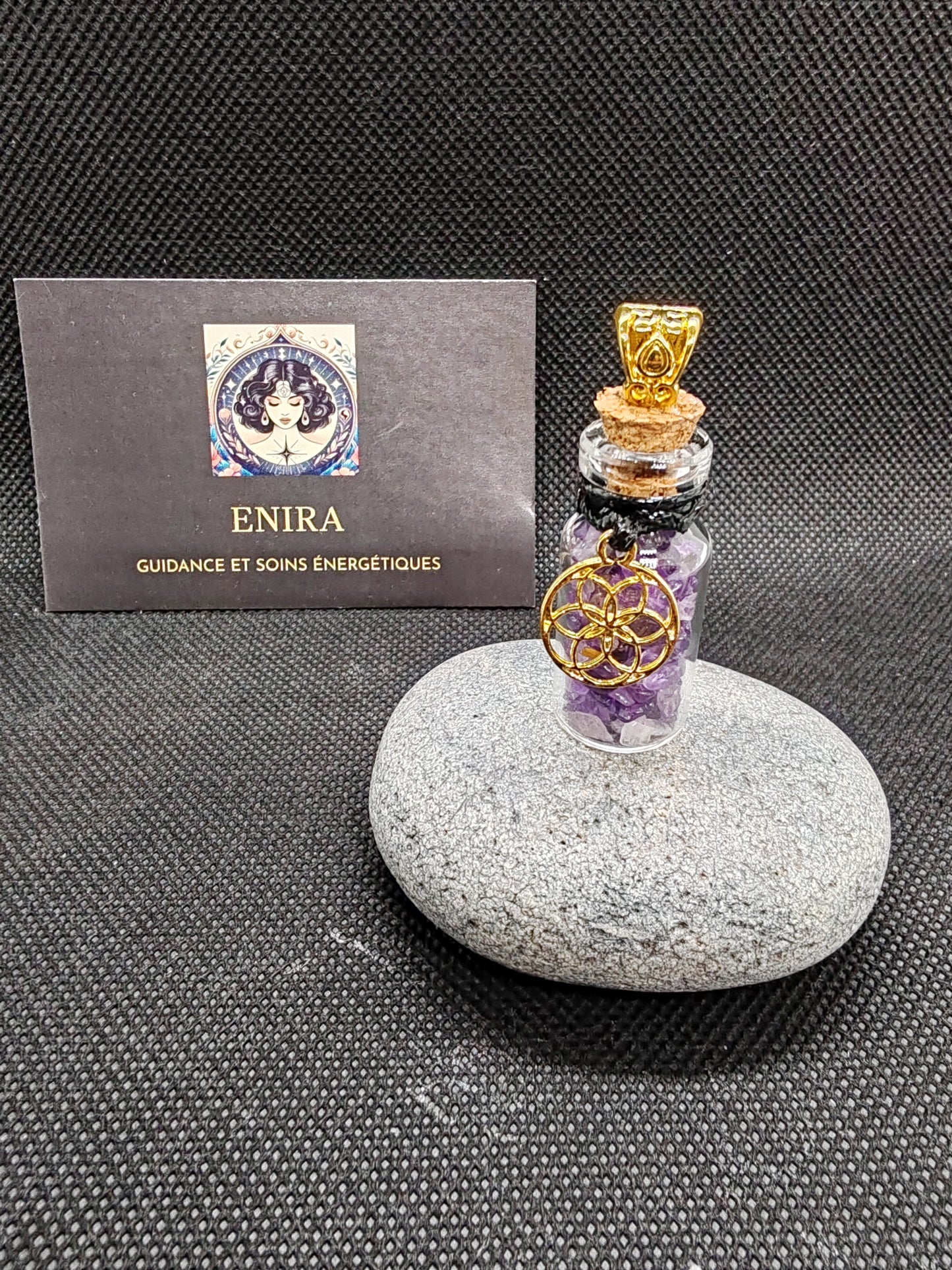 Fioles / Pendentifs en pierres naturelles et symboles