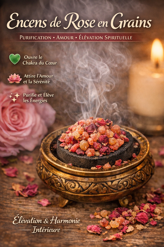 Encens de Rose en grains – Purification, amour et élévation spirituelle 30 grs