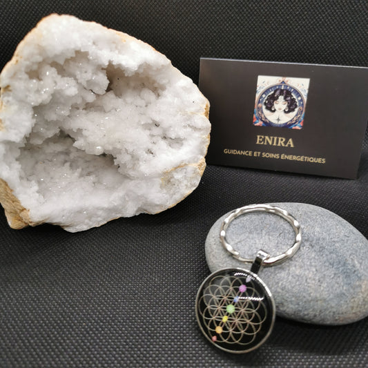 Porte-Clés Fleur de Vie & 7 Chakras – Harmonie & Énergie Positive